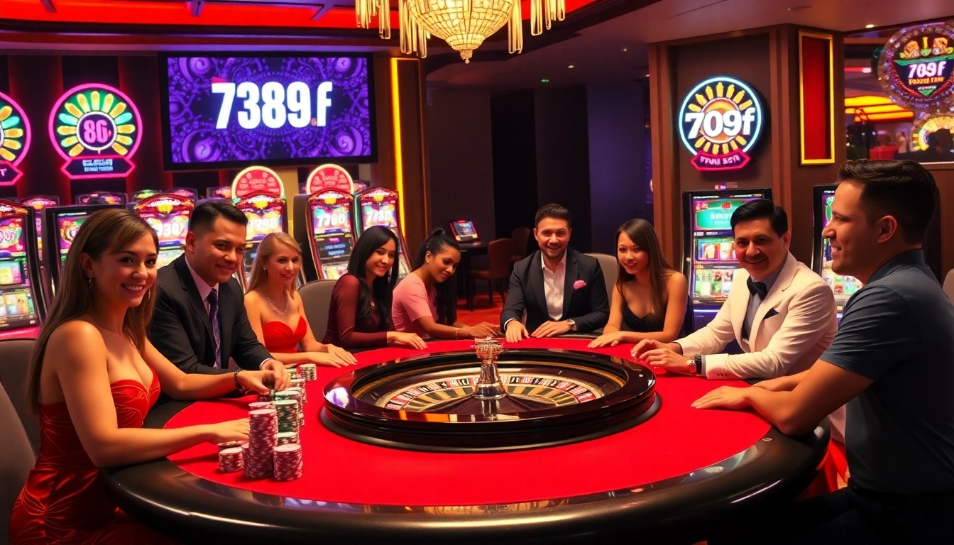 Engaged players enjoying gameplay at a 789f casino table in a luxurious casino setting.