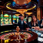 Players engaged in thrilling gambling activities at jun88pl.com, showcasing luxury and excitement.