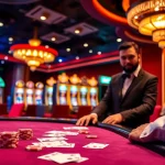 Engaging players at a luxurious casino table with cards and chips at hm88.