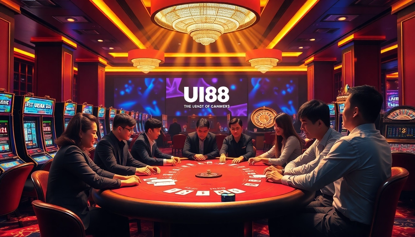 Experience thrilling gambling action at UU88's luxurious casino with poker games and slot machines.