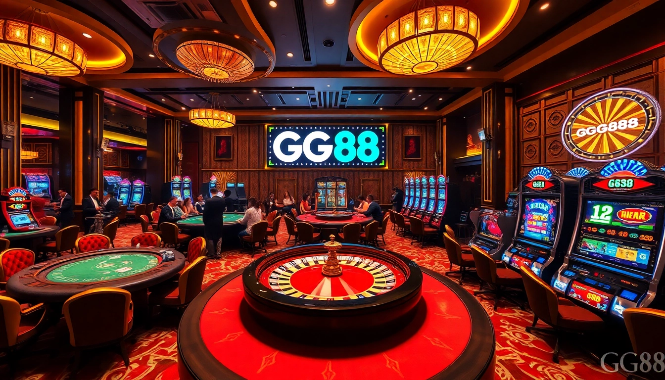 Experience the exhilarating excitement at GG88 casino with luxurious tables and vibrant slot machines.