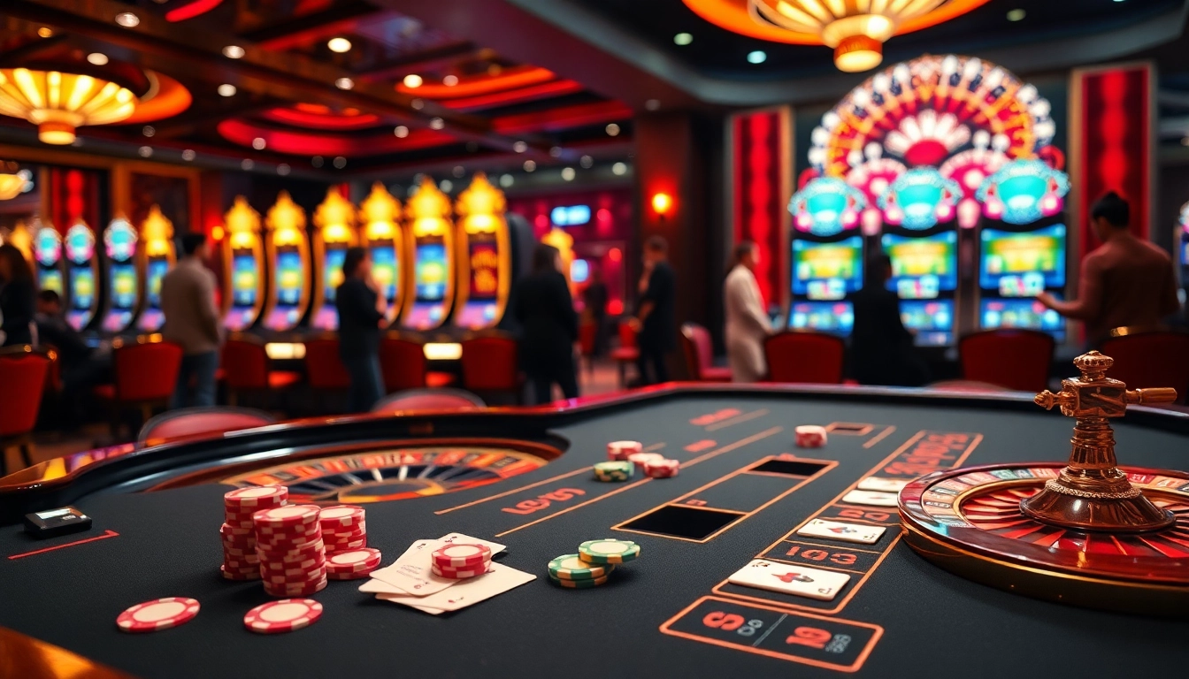 Experience luxury gaming at HZ88's vibrant casino table with cards and chips.