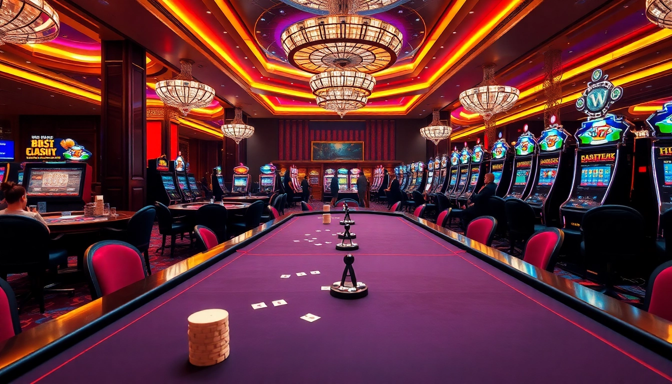 Engaging players experience luxury gaming at https://suncity.one/, surrounded by poker tables and roulette wheels.