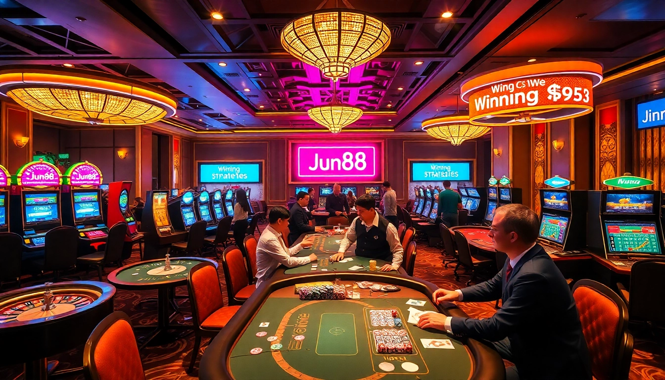Witness thrilling gaming action at https://jun88.buzz/ with vibrant casino tables and eager players.