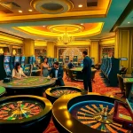 Exciting gaming action on https://luck8f.jpn.com/ with luxury casino elements and players engaged in poker.