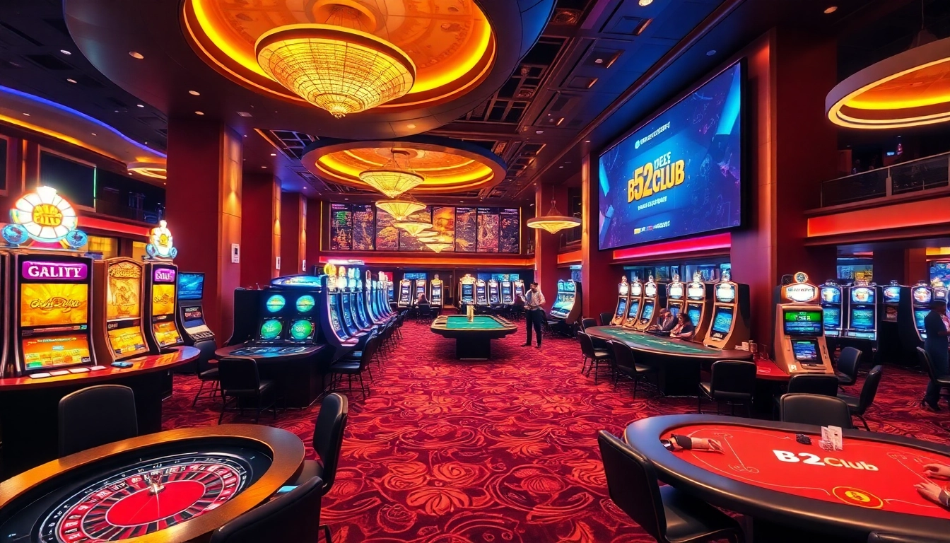 Experience the excitement of B52Club with vibrant gaming tables and lively players in action.