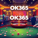 Experience the thrill of gambling at OK365 with vibrant casino elements and professional gaming setups.