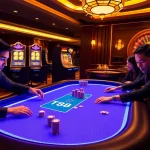 Players enjoy an engaging poker game at the TT88 casino table, showcasing excitement and luxury.
