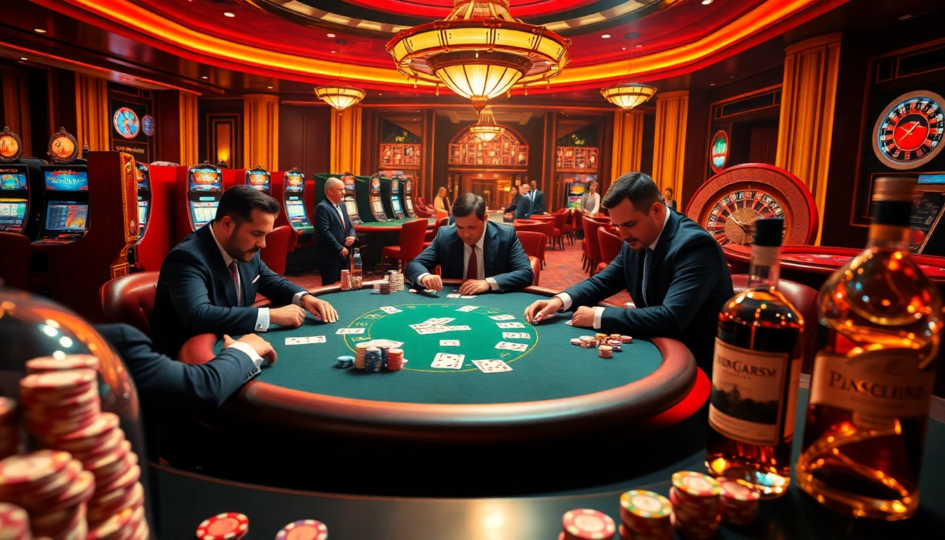 Players engaging in high-stakes poker at 789win, surrounded by luxury casino elements.