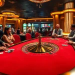 Experience the thrill of KU88 with players at a high-stakes poker game and vibrant casino atmosphere.