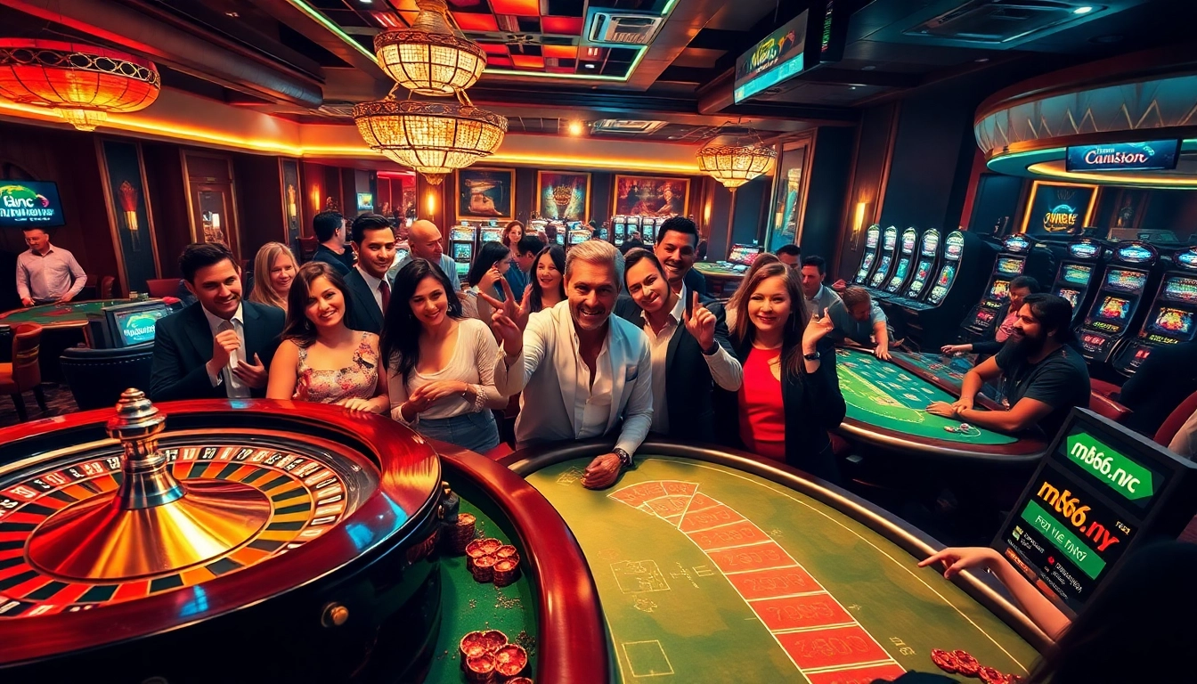 Players enjoying various casino games at mb66.nyc, showcasing a vibrant atmosphere