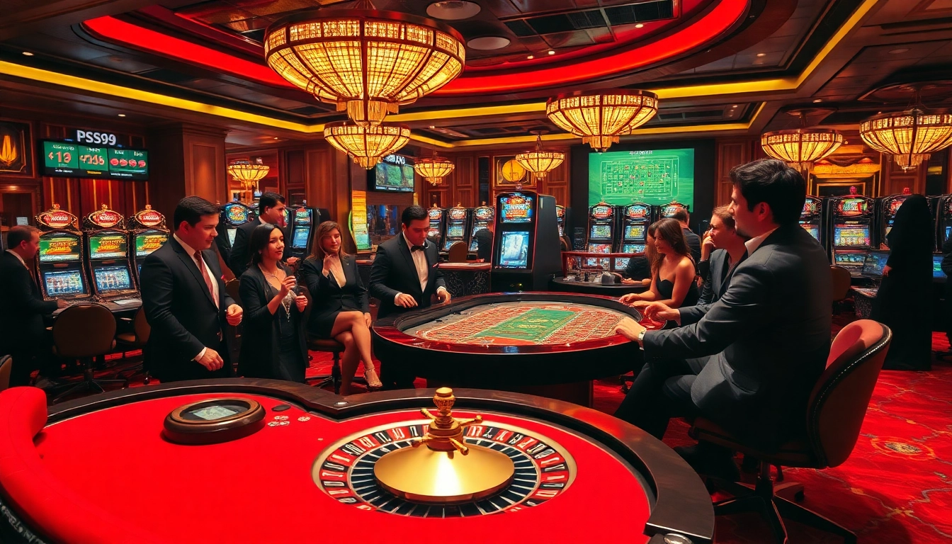 Players enjoying thrilling moments at PS99 casino with roulette and slot games.