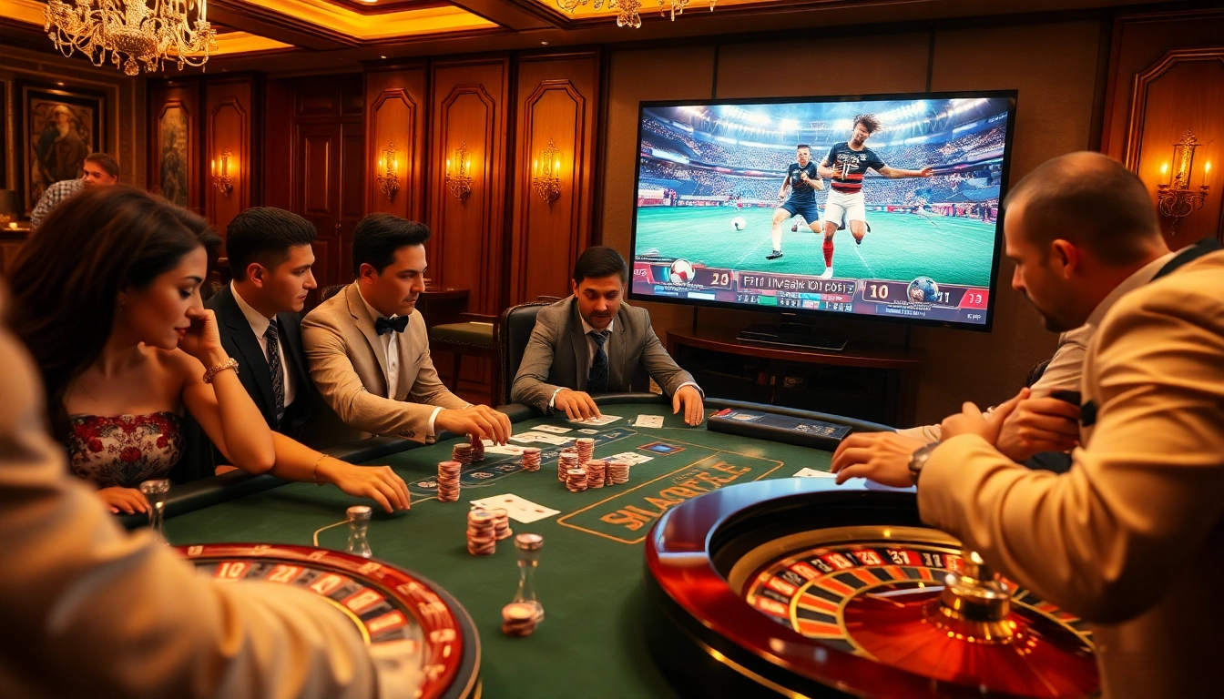 Cakhiatv football streaming enhances excitement at a glamorous casino gambling scene.