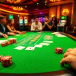 Players engaging at a luxurious poker table in luck8 casino atmosphere.