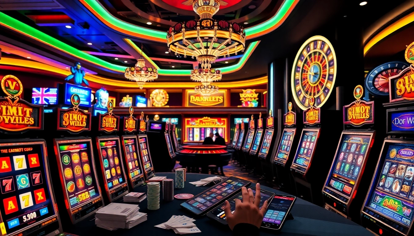 Rasakan sensasi permainan slot pulsa dengan mesin slot yang berwarna-warni dan chip poker.