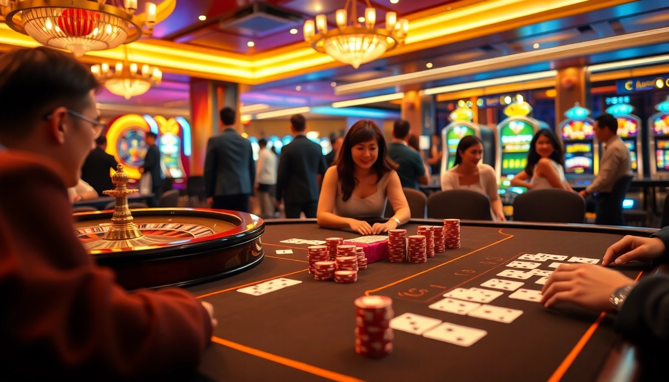 Experience thrilling gameplay at lo de uy tin with vibrant roulette wheels and excited gamblers.