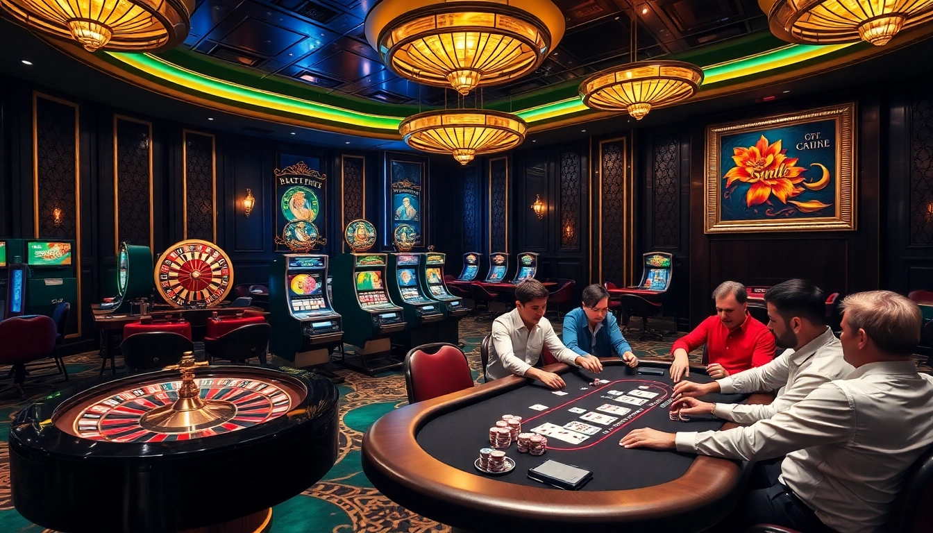 Experience the thrill of sx88 with an elegant casino scene featuring roulette, slot machines, and thrilling gameplay.