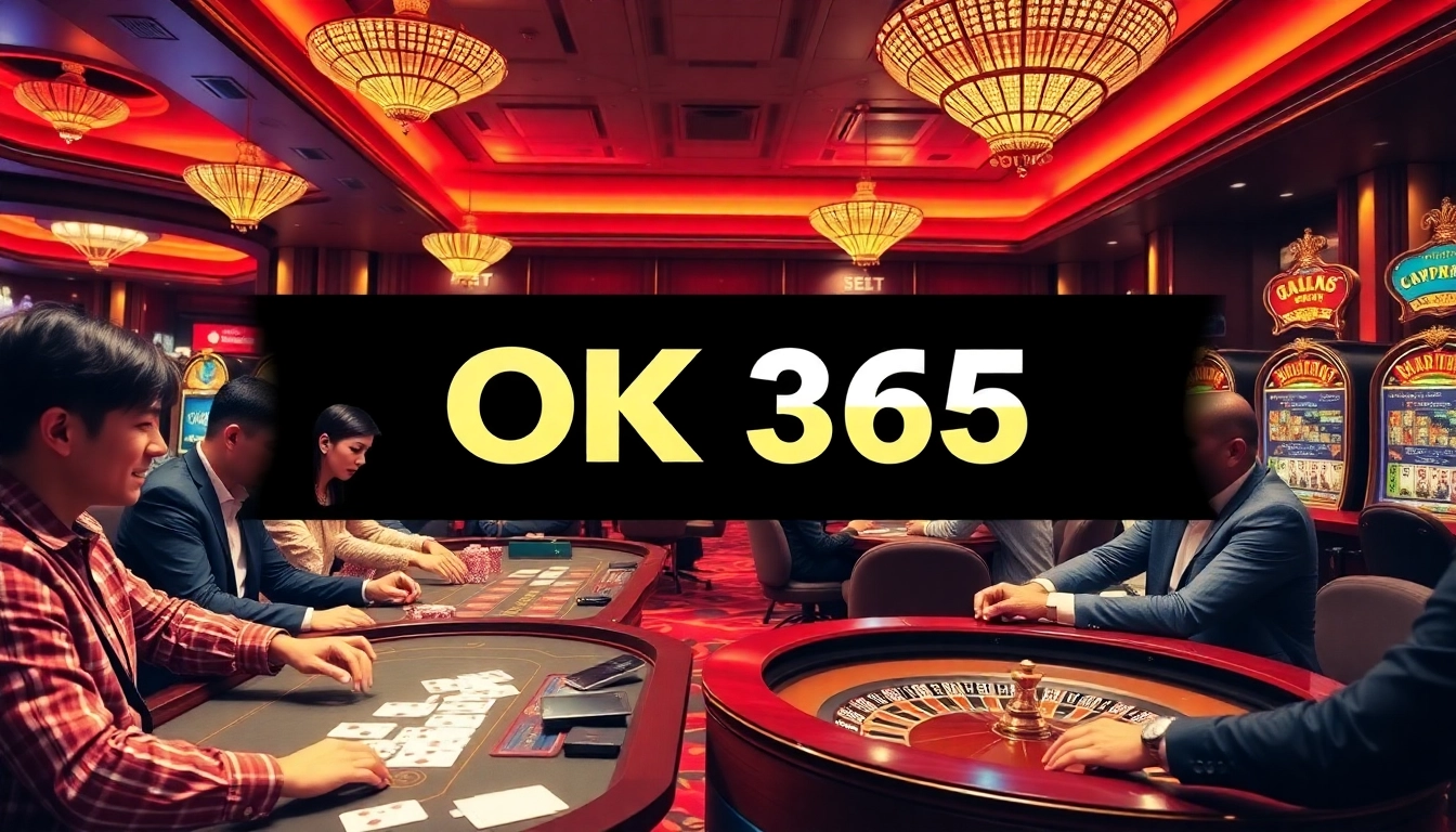 Players enjoying casino games at OK365, showcasing excitement and professionalism in gambling.