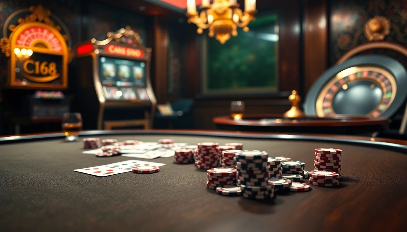 Winning at poker with high-quality chips and cards at C168 casino table.