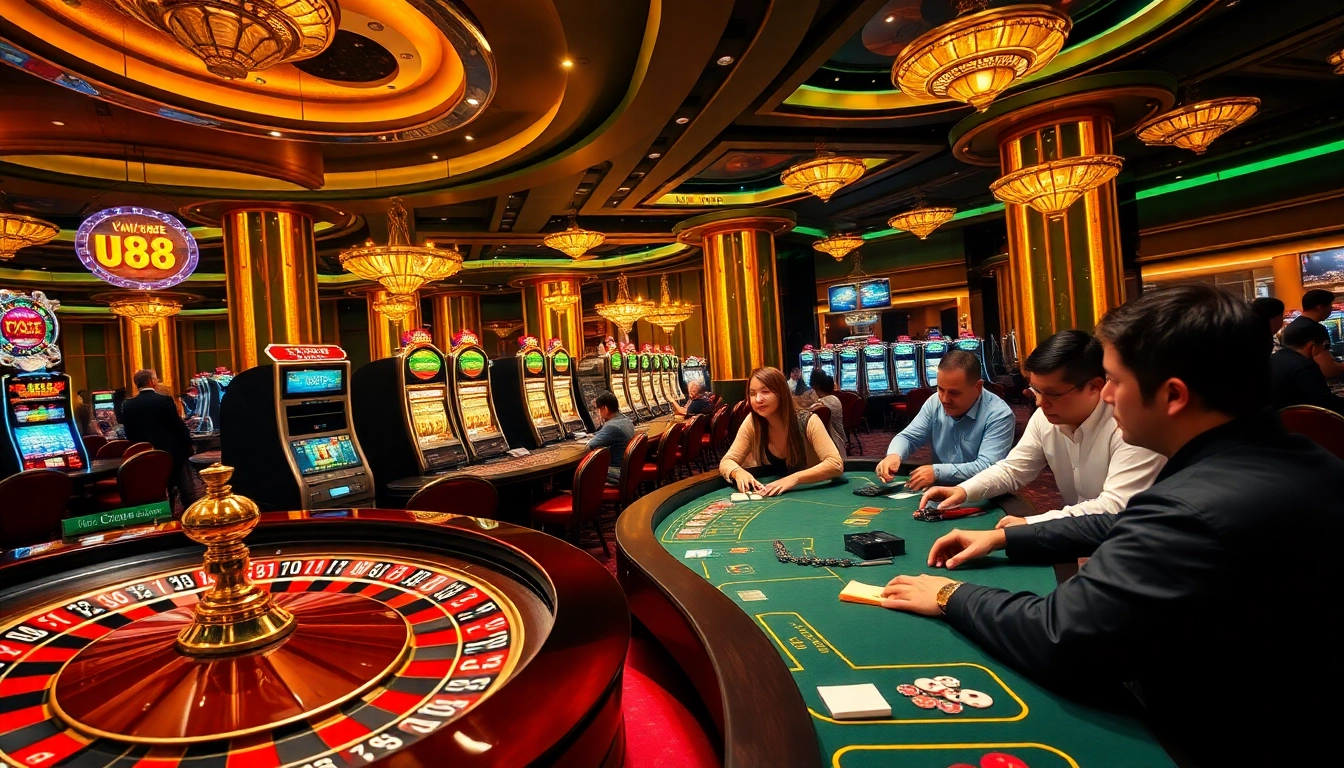 Experience the excitement of uu88 casino tables with vibrant slot machines and poker action.