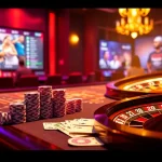 Experience high-stakes gaming at BK8 with glamorous casino tables and vibrant roulette wheels.