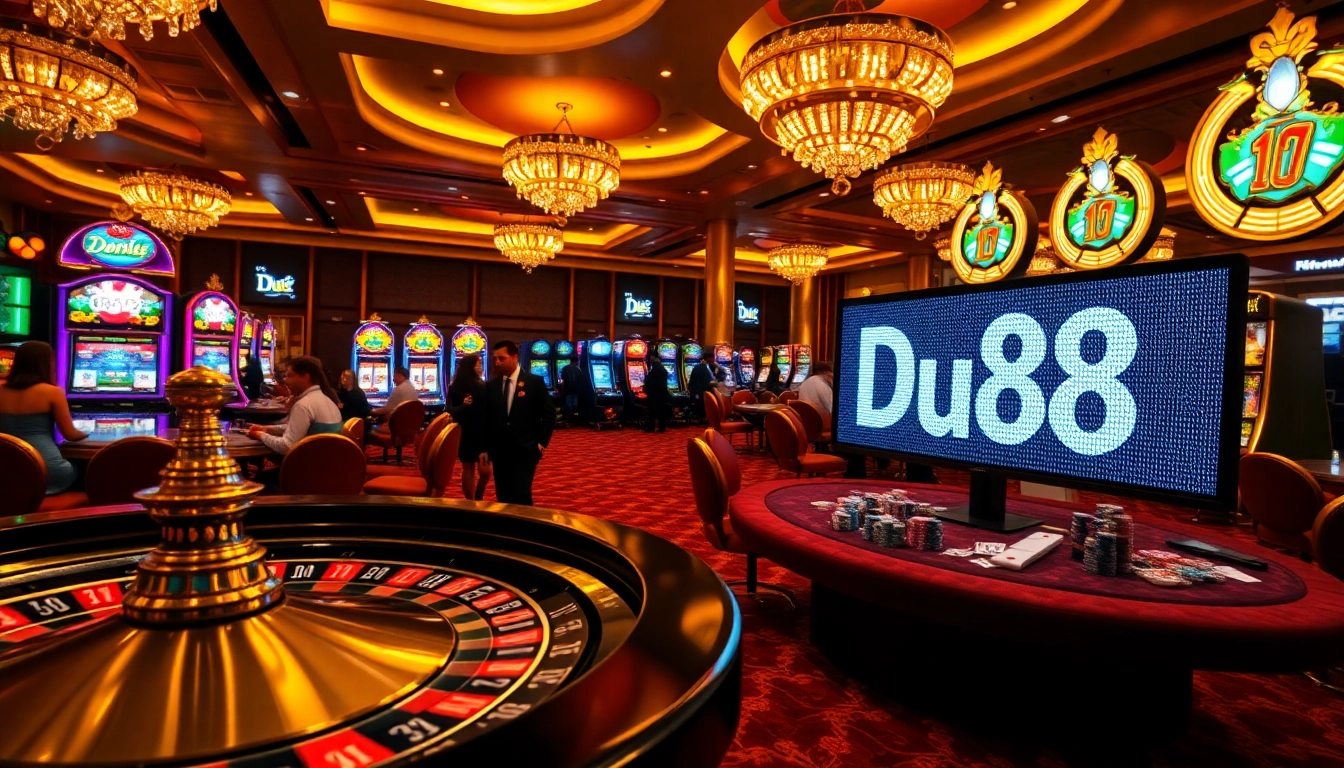 Experience thrilling casino action with Du88, vibrant gaming tables, and lively players.