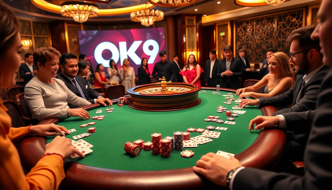 Players at an OK9 poker table experience a thrilling game night