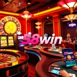 Players engaging in thrilling games at 58win's vibrant online casino with slots and roulette.