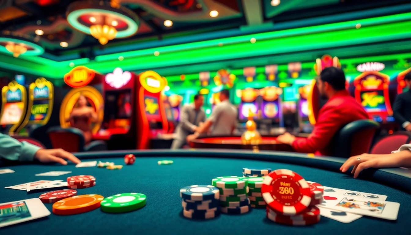 XIN88 casino scene with poker chips, cards, and a roulette wheel, embodying excitement and luxury.