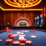 Experience thrilling gameplay at Bomwin's vibrant poker tables with colorful chips.