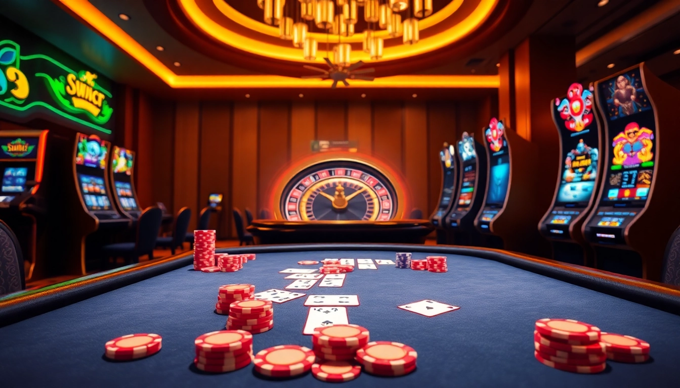Experience thrilling gameplay at Bomwin's vibrant poker tables with colorful chips.