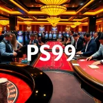 Engaging gamblers at PS99 playing poker and roulette in a lively casino atmosphere.
