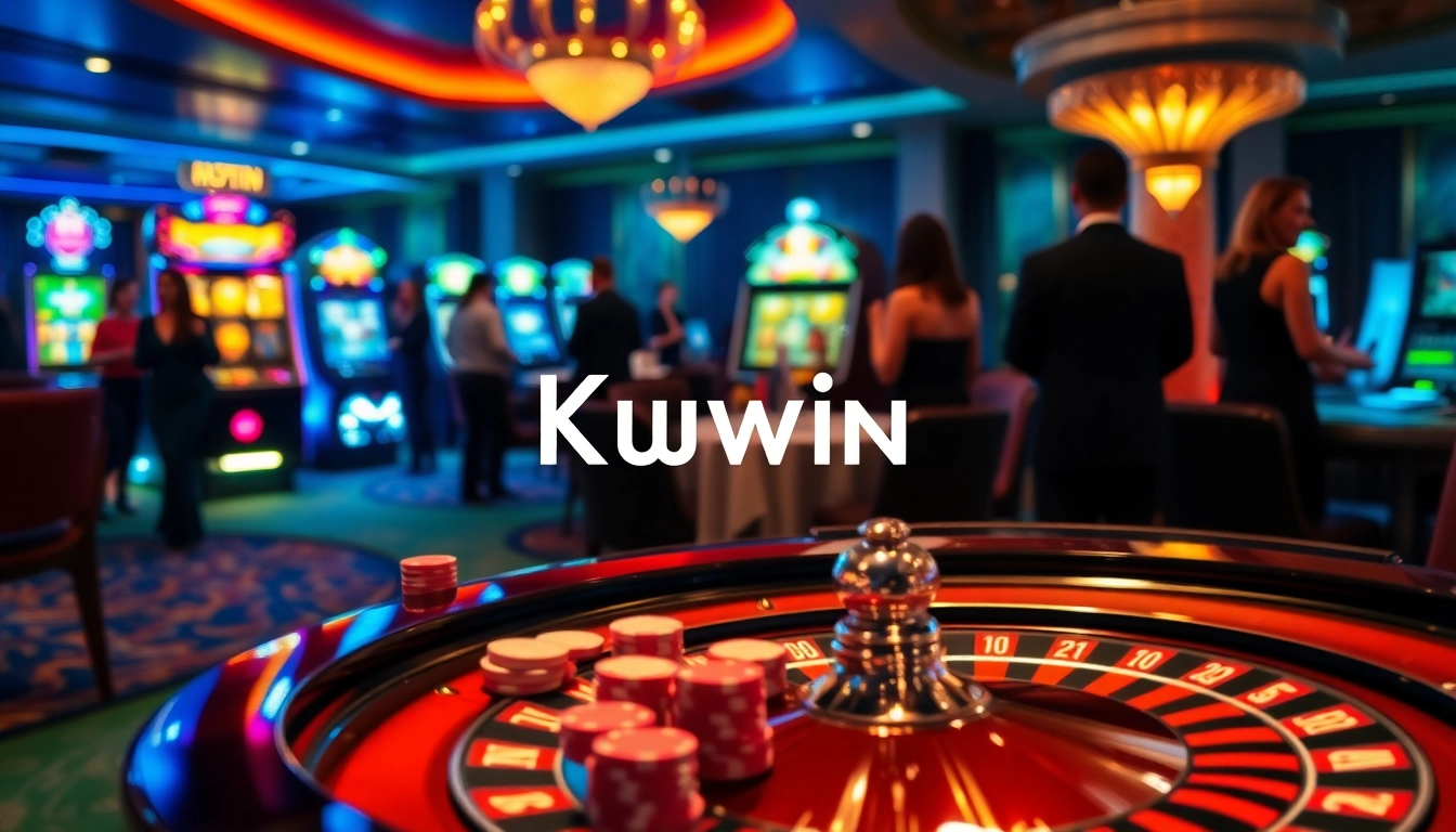 Kuwin gaming table with poker chips and luxurious casino atmosphere