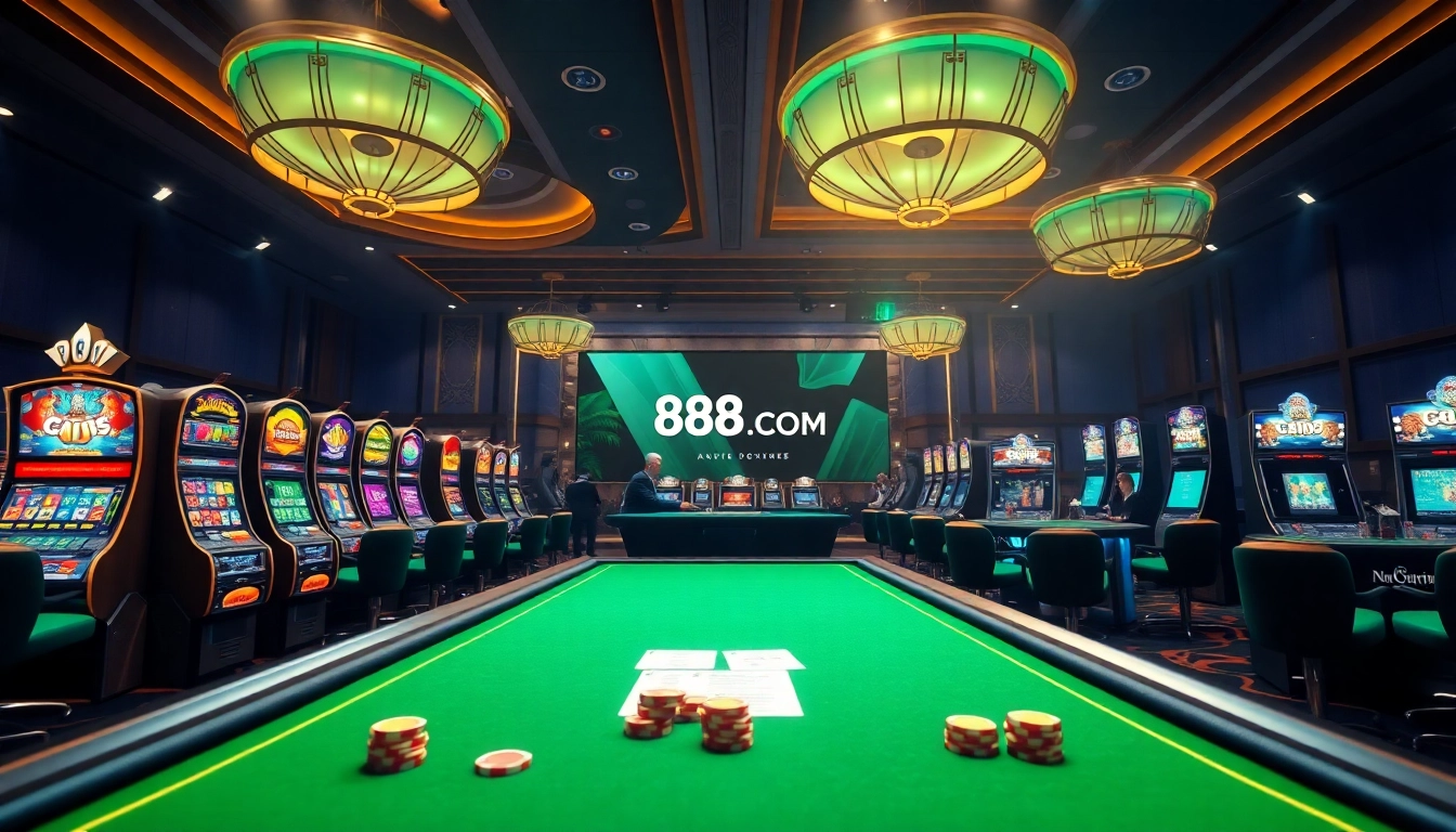 Engage in thrilling online betting at https://888vi.biz/ with vibrant slot machines and elegant casino tables.