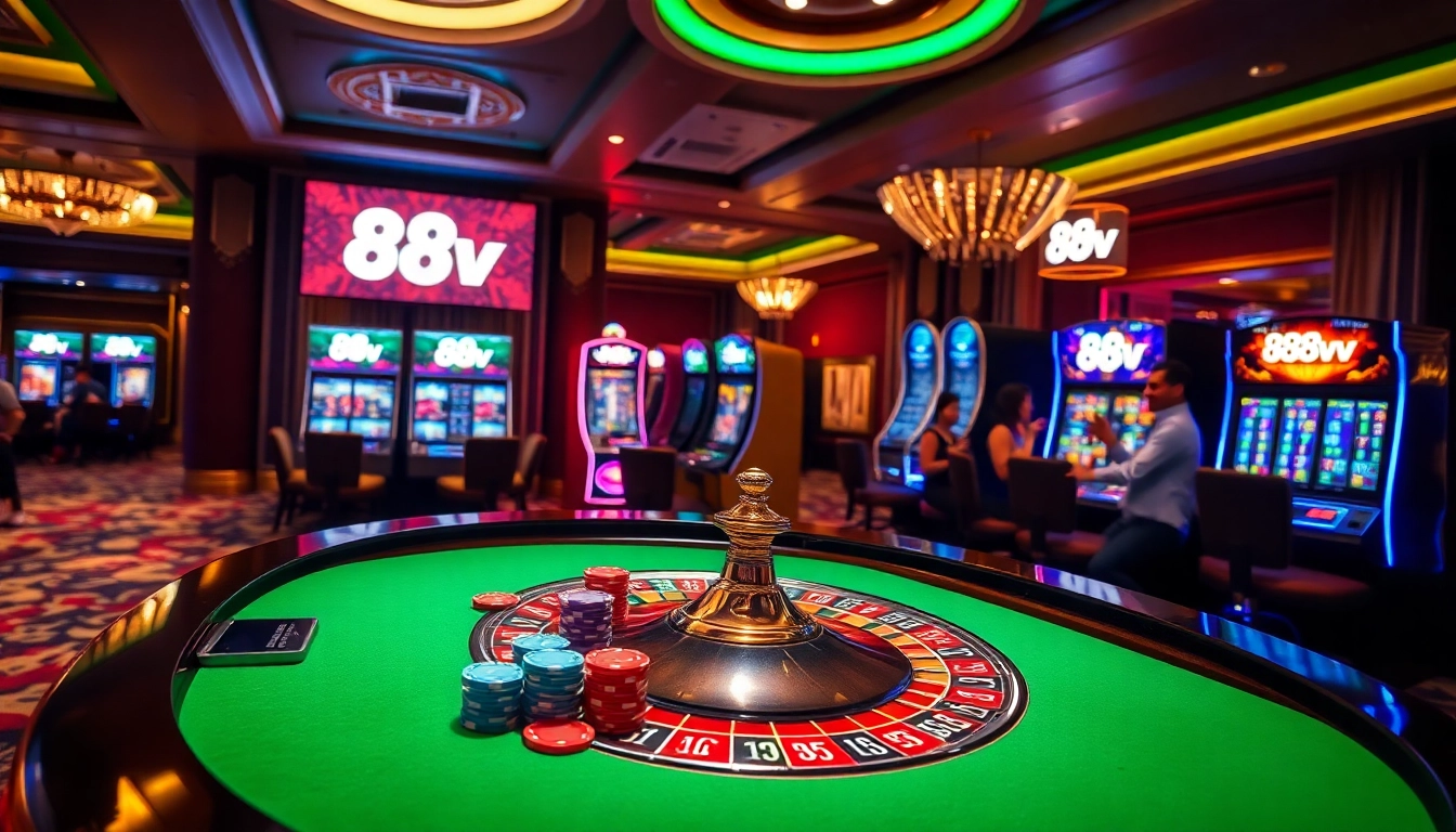 Players enjoying the thrill of gambling at 88vv casino with vibrant games.