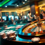 Hello88 online gambling scene showcasing exciting casino games, poker chips, and a roulette wheel.