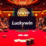 Experience thrilling gameplay at Luckywin's poker table, filled with color and excitement.