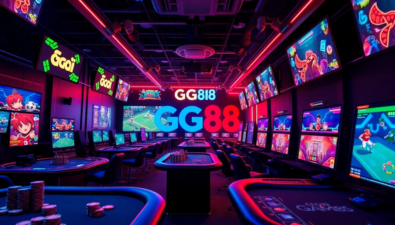 GG88 online gaming scene featuring vibrant casino and sports betting elements