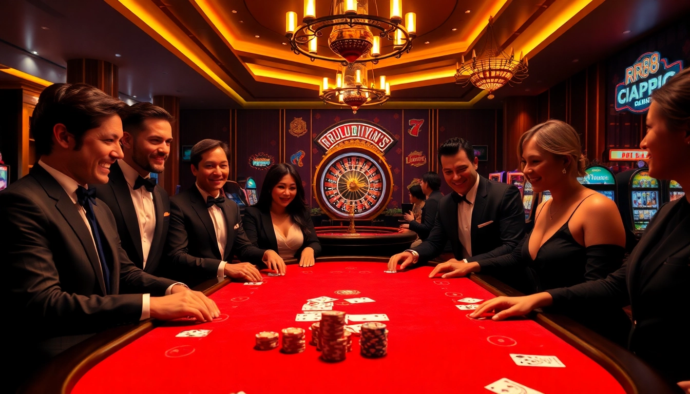 Immerse in the thrilling atmosphere of https://rr88.black/ with players engaged at a luxurious poker table.
