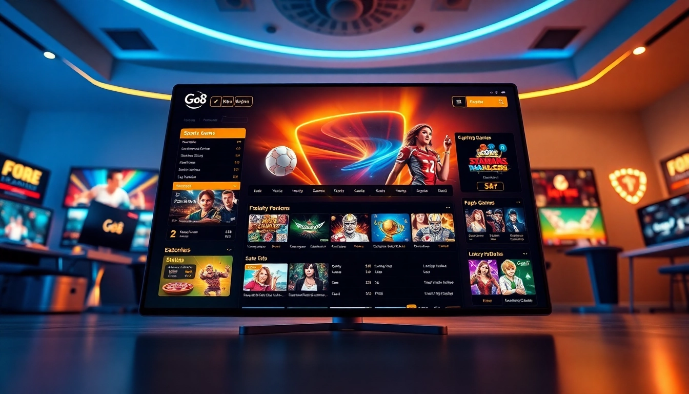 Go8 online gaming platform homepage showcasing diverse gaming options and vibrant promotions.