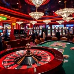 Experience the thrill of LC88 at a luxurious casino with roulette and poker tables.