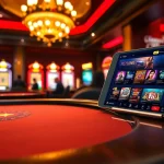 Players engaging in a poker game at a luxury casino while experiencing https://sclub88.app/ excitement through various gaming tables.