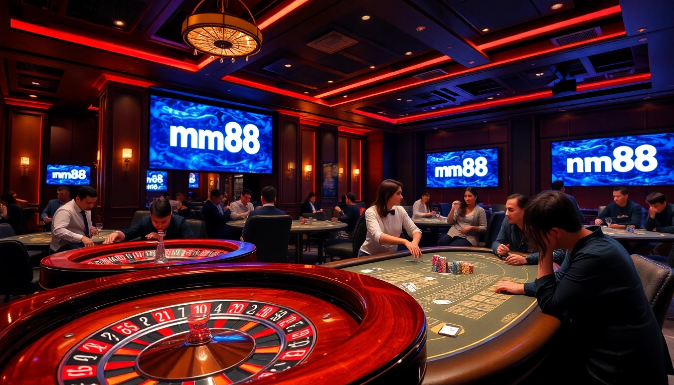 Experience the thrill of mm88 at a luxurious casino with vibrant games and engaging players.