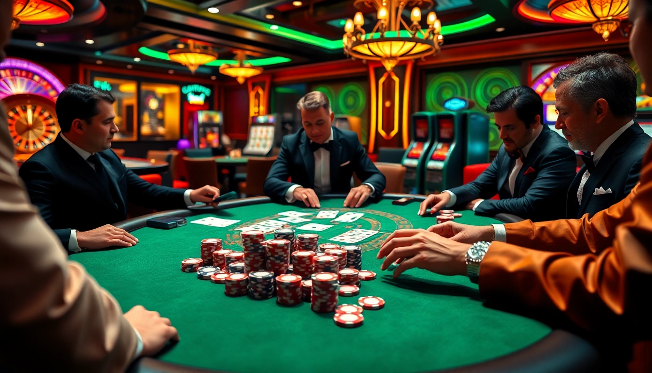 Experience the thrill of 88i bet with players at an elegant poker table, chips, and cards in action.
