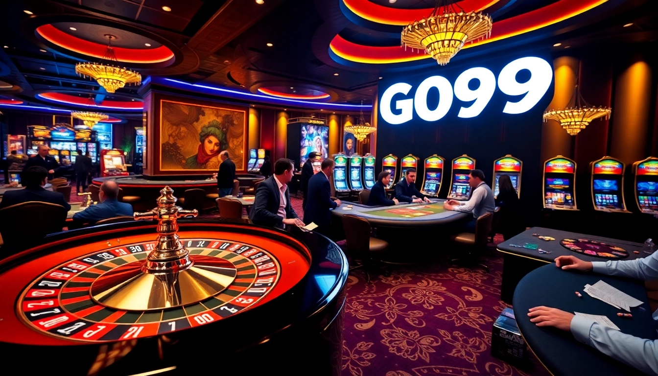 Experience excitement at GO99's vibrant casino tables, featuring roulette and poker games.