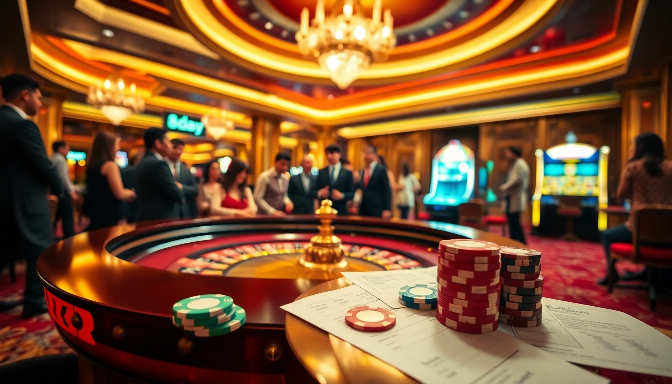 Experience the excitement of 8DAY with vibrant casino tables and poker chips in action.