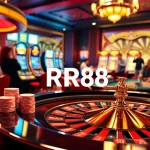Experience the excitement of RR88 casino with players at roulette and slot machines.