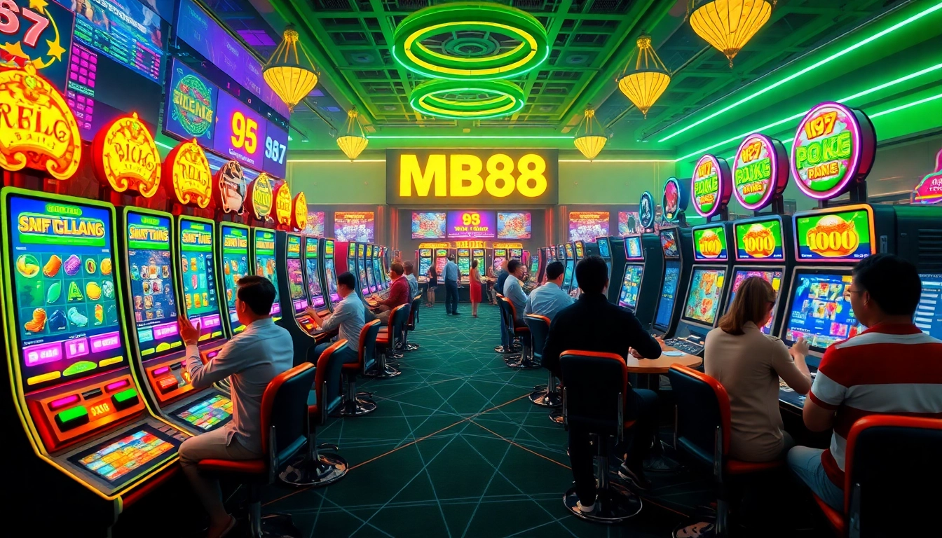 Exciting online gambling experience at MB88 with vibrant gaming scenes