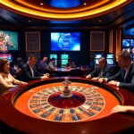 Engaging casino scene with players at tables, featuring luxurious gaming elements of https://zing88.design/.