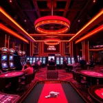 IWIN casino gaming scene with vibrant lighting, showcasing players enjoying various games.